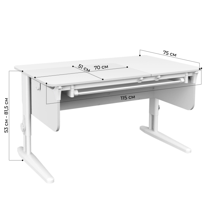 Характеристики Раздельная парта Дэми СУТ.62 с выдвижным пеналом Характеристики Раздельная парта Дэми СУТ.62 с выдвижным пеналом